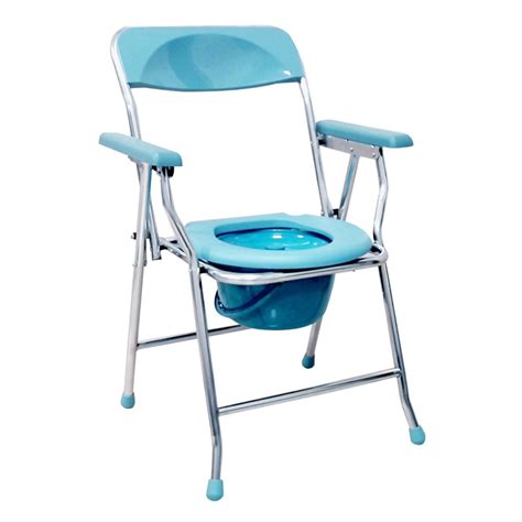 Folding Medical Bedside Commode Portable Toilet Chair With Armrest