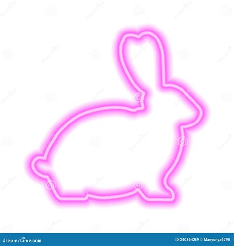 pink neon icon rabbit isolated on white stock vector illustration of pink abstract 240864289