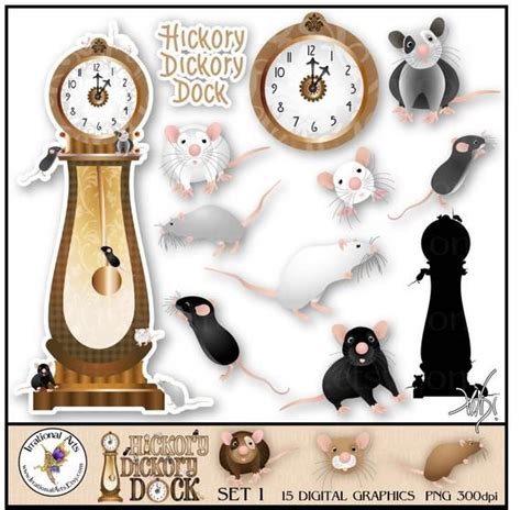 Hickory Dickory Dock Set 1 15 PNG Digital Clipart Graphics Etsy