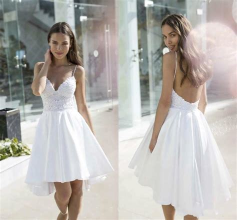 Want to show off your contemporary bridal style to the fullest extent? Sexy Nurit Hen Backless Lace Beach Short Wedding Dresses ...