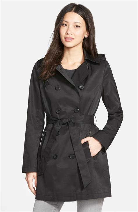 Dkny Double Breasted Trench Coat With Removable Hood Regular And Petite
