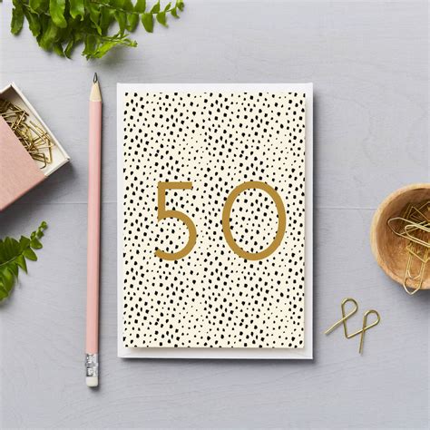 50th Birthday Card Gold Foil With Black Pattern By Lucy Says I Do