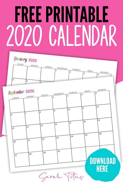 Custom Editable 2020 Free Printable Calendars Free Printable Calendar