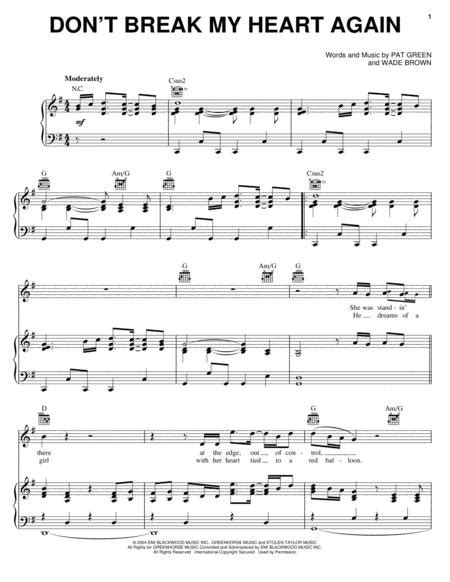 Break My Heart Again Sheet Music To Download And Print