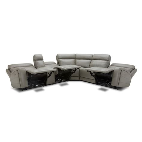 Kuka Paisley Leather Power Reclining Sectional Sofa With Power