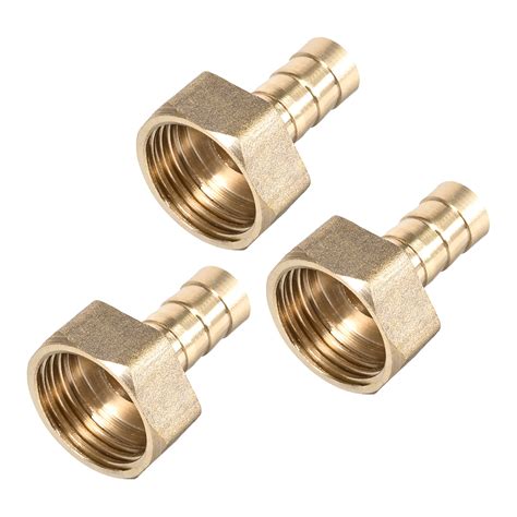 Brass Barb Hose Fitting Connector Adapter 10mm Barbed X G12 Female Pipe 3 Pcs