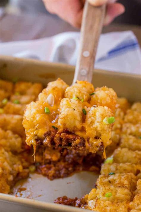 Call it a hot dish or call it a tater tot casserole this tater tot casserole combines all of these items into one delicious breakfast dish. Tater Tot Casserole - Dinner, then Dessert