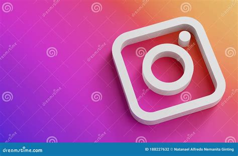 Instagram Logo Minimal Simple Design Template Copy Space 3d Editorial