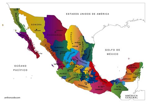 Mapa De M Xico Y Sus Estados Para Colorear Pdf