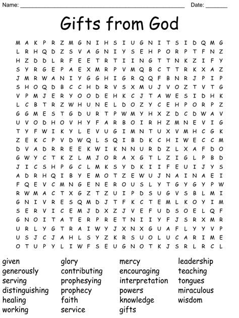 Gifts From God Word Search WordMint
