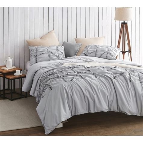 Byb Alexandra Textured Oversized Duvet Cover Glacier Gray Queen Size