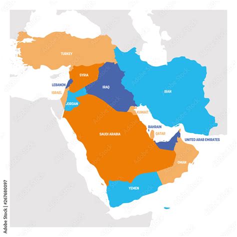 West Asia Region Map Of Countries In Western Asia Or Middle East