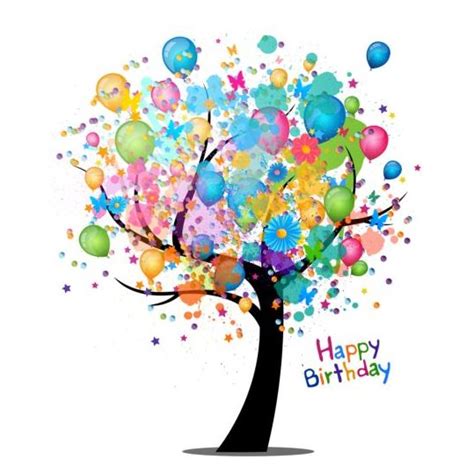 Hi everyone, i feel so loved! Happy birthday colored tree vector free download