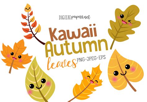 Kawaii Autumn Leaves Graphic By Dipa Graphics · Creative Fabrica