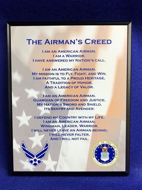 Though creed announced their breakup in 2004, they briefly reunited in 2009 to release full circle. 8 x 10 Airman Creed Plaque - Recognitions - Home of Morgan ...