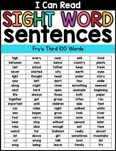 Free Printable Sight Words Sentences For Kindergarten