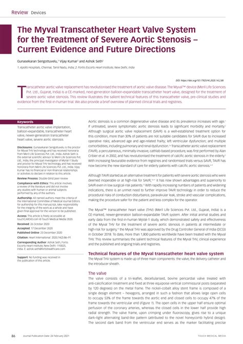 Pdf The Myval Transcatheter Heart Valve System For The Treatment Of