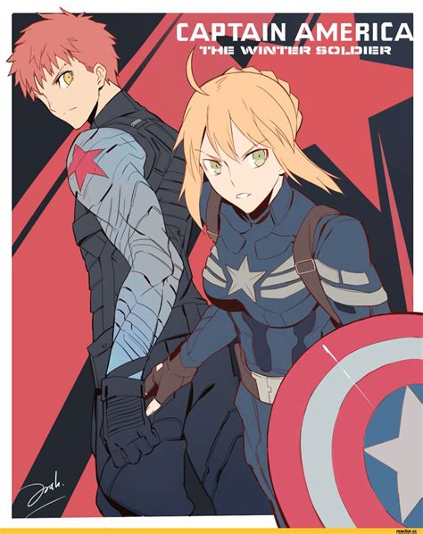 Captain America Arturia And Winter Soldier Shirou 1000×1248 Fate