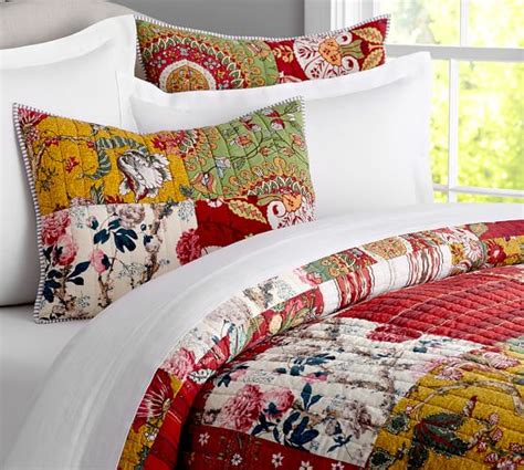 Motif melamine dinner plates with floral. Natasha Floral Patchwork Quilt & Sham | Pottery Barn