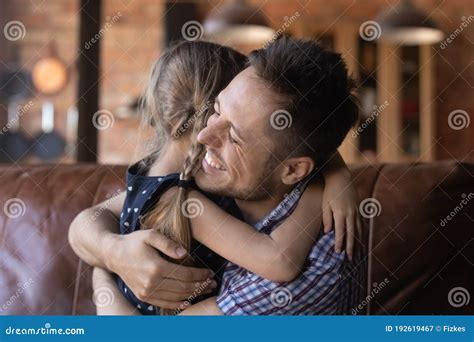 Happy Father And Little Daughter Hug Showing Love Stock Image Image