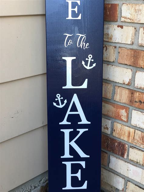 Wood Tall Vertical Welcome To The Lake Front Porch Door Sign Etsy