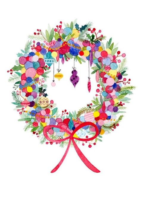 Felicity French Wreath Paper Magicpsd Christmas Illustration