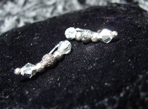 Ear Pins Sterling Filled Pins Vitriol Crystal With Gunmetal Stardust