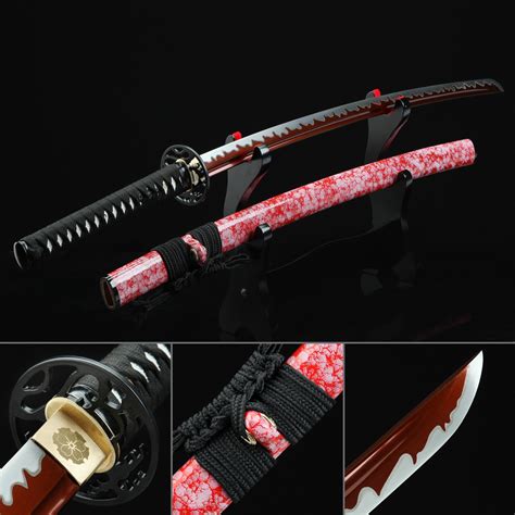 Handmade Spring Steel Red Blade Sharpening Real Japanese Katana Samurai