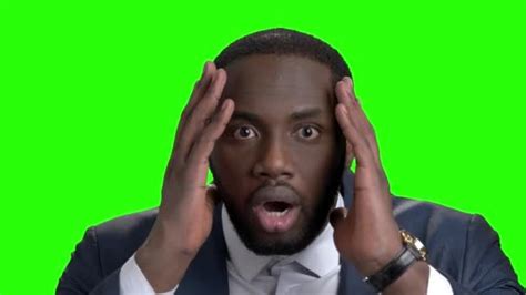 Face Of Shocked Man On Green Screen Chroma Key Backgrounds Shocked