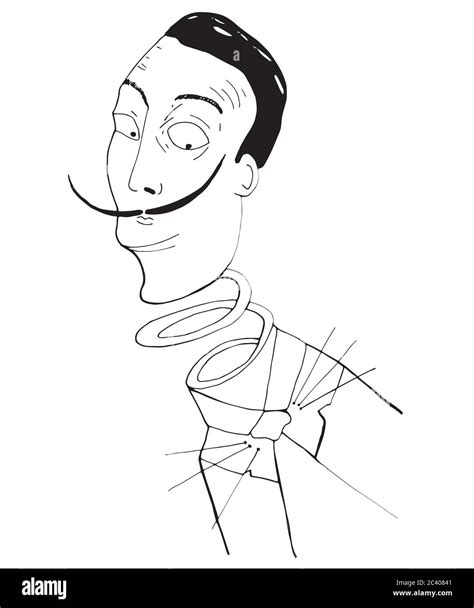 Salvador Dali Cartoon Vektor Illustration Porträt Stock Vektorgrafik