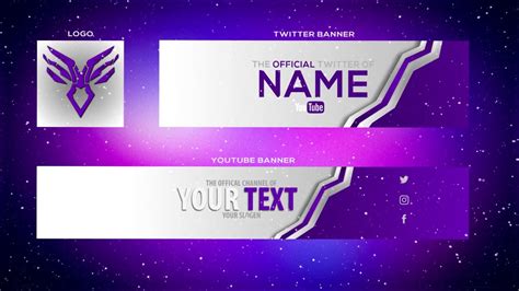 Upload your image into this slot and publish to convert it to 2048 by 1152 pixels, the ideal banner size for a computer wallpaper. Cool Purple YouTube Banner Template | Banner + Twitter ...