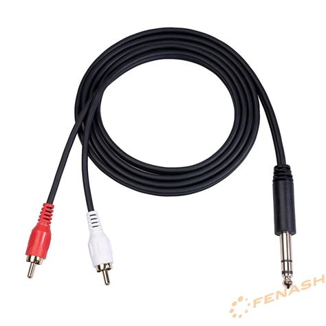ทบทวน（in Stock）2 Rca To 14 Inch 635mm Trs Stereo Audio Cable Male To