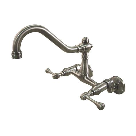 This classic kitchen wall mount faucet includes matching finish lever handles, a 6 inch spout, and will fit very nicely into your traditional or antique styled kitchen decor. Kingston Brass Victorian Lever 2-Handle Wall-Mount ...
