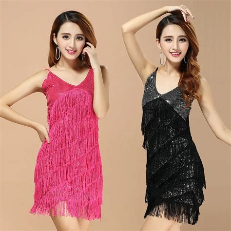 Sexy Latin Dance Dress Sequins Costume Girl Nightclubs Party Outfit Women Ds Costumes Tassels