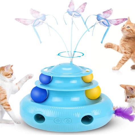 Pettom 3 In 1 Interactive Cat Toy Electric Rotating Butterfly Cat Toys