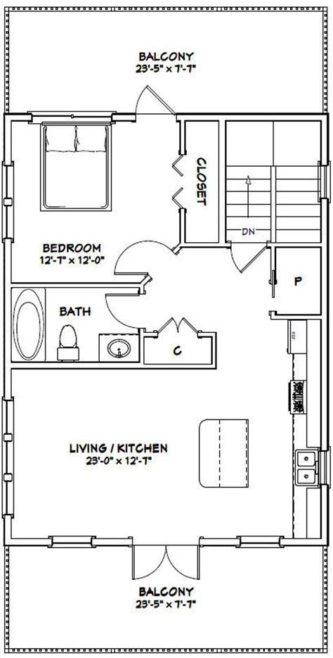 24x32 House Pdf Floor Plan 1 Bedroom 15 Bath 851 Sq Ft Model 7e