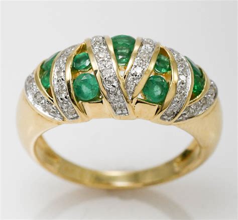 14k Yellow Gold Ladies Emerald And Diamond Ring 085tcw Size 825 Ebay