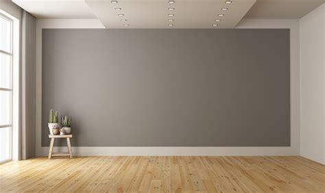 Download Empty Minimalist Room With Gray Wall On Background Stock Photo