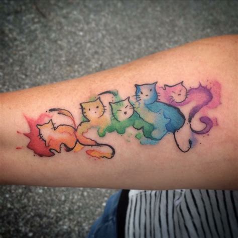 Watercolor Rainbow Tattoo Cats Rainbow Tattoos Watercolor Cat Tattoo