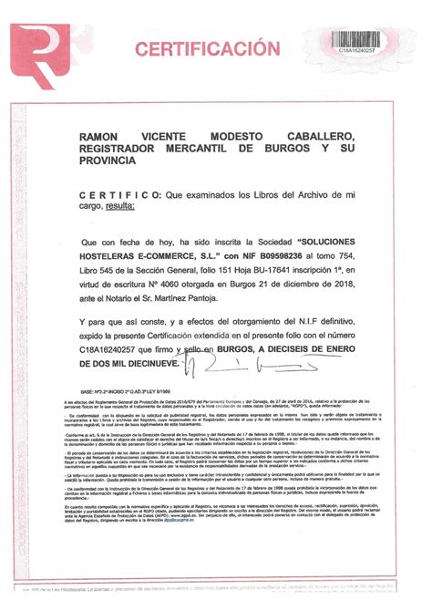 Certificado De Vigencia Y Cargos Registro Mercantil S
