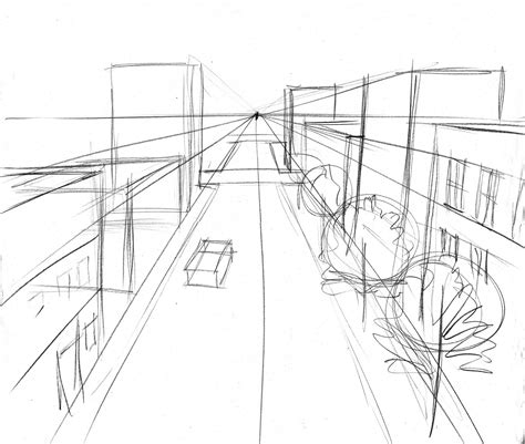 One Point Exterior Street View Heres A Quick Sketch Of A Street Scene Start With T