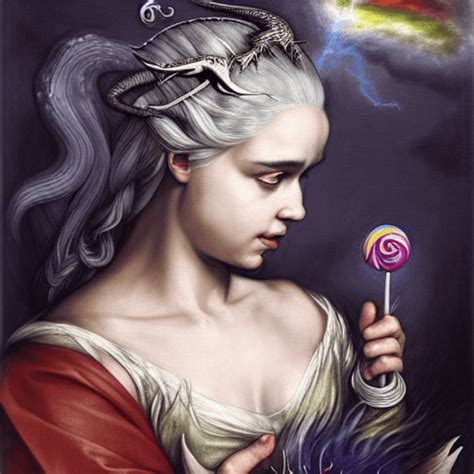 Super Realistic Detailed Daenerys Targaryenemelia Clark With Dragon
