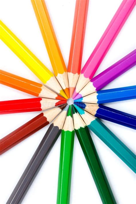Colorful Pencils In Radial Arrangement Stock Photo Image Of Concept