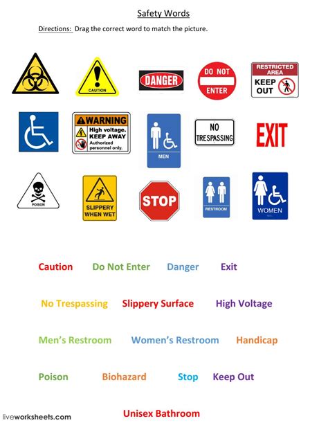 Safety Signs Worksheet
