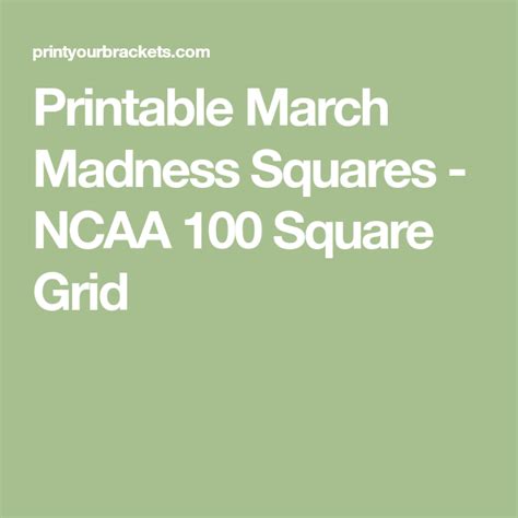 Printable March Madness Squares Ncaa 100 Square Grid Office Pool