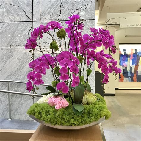 Pink Orchid Floral Arrangement Pink Orchids Centerpiece Spring Flower Arrangements