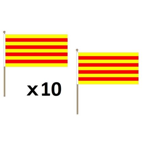 Lot De 10 Drapeau Catalogne 45x30cm Hampe Catalan Cdiscount Maison