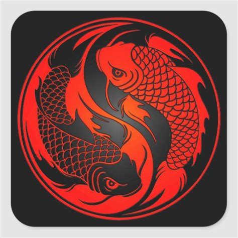 Two Koi Fish In A Red And Black Circle
