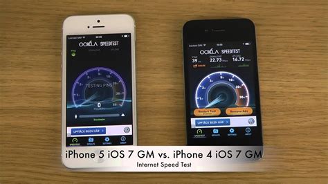 Iphone 5 Ios 7 Gm Vs Iphone 4 Ios 7 Gm Internet Speed Test Youtube
