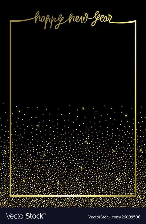 Happy New Year Glitter And Gold Greeting Template Vector Image